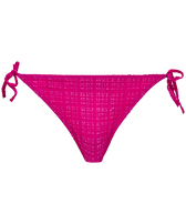 Women Bikini Bottom Mini Brief to be tied Plumetis Crimson purple front view