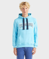 Sudadera con capucha de algodón de color liso para hombre Santorini vista frontal desgastada