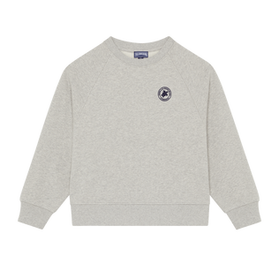 Sweat en coton col rond garçon uni Gris chine vue de face