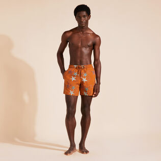 Men Swim Shorts Embroidered Glowed Stars - Limited Edition Caramel 正面穿戴视图