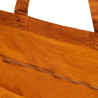 Linen Turtle Tote Bag Caramel details view 3
