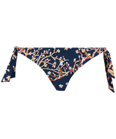 Women Side Tie Bikini Bottom Sweet Blossom Navy front view