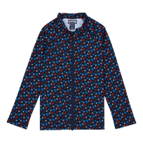 Camiseta de baño de manga larga con cremallera y estampado Micro Ronde des Tortues para niños Azul marino vista frontal