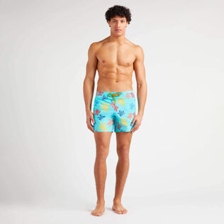 Maillot de bain homme Ronde des Tortues Tricot - Vilebrequin x Falke Bleu lazuli vue portée de face