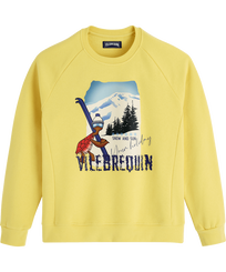 Men Others Printed - Men Cotton Sweatshirt Turtle Skier Snow and Sun, Buttercup yellow front view