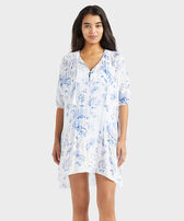 Robe en viscose femme Medusa and Shells Blanc vue portée de face