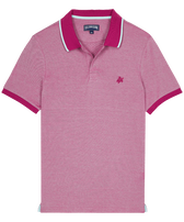 Men Cotton Changing Color Pique Polo Shirt Morado vista frontal