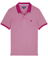 Men Cotton Changing Color Pique Polo Shirt Crimson purple front view