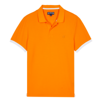 Men Cotton Pique Polo Shirt Solid Carrot 正面图