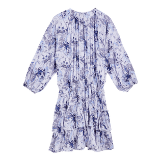 Robe courte à volants en coton femme Riviera Encre vue de dos