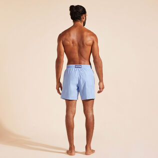 Men Swim Shorts Solid Flax flower back worn view