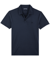 Men Tencel Polo Shirt Solid Navy front view