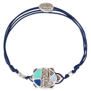 Bracelet Lien Tortue emaillée - Vilebrequin x Gas Bijoux Bleu marine vue portée de face