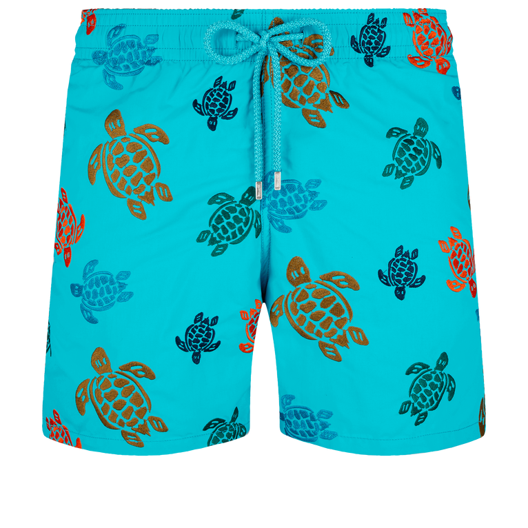 Men Swim Shorts Embroidered Ronde Des Tortues - Swimming Trunk - Mistral - Blue
