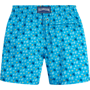 Boys Ultra-Light and Packable Swim Shorts Micro Ronde Des Tortues Rainbow Hawaii blue back view