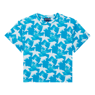 Boys Cotton T-Shirt Clouds Hawaii blue front view