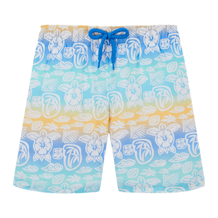 Ultraleichte und verstaubare Tahiti Turtles Badeshorts für Jungen Weiss Vorderansicht