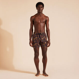 Men Swimwear Embroidered Camo Flowers - Limited Edition Navy 正面穿戴视图