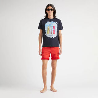 Bermuda uomo in raso e Tencel tinta unita Papavero dettagli vista 1