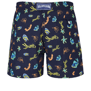 Naive Fish Badeshorts mit Stickerei für Herren – Limitierte Serie Marineblau Rückansicht