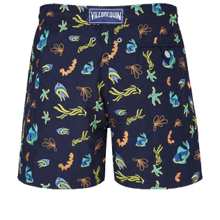 Men Swim Shorts Embroidered Naive Fish - Limited Edition Navy back view