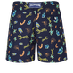 Men Swim Shorts Embroidered Naive Fish - Limited Edition Navy back view