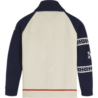 Cardigan motifs jacquard Ski Turtle en laine homme Off white vue de dos
