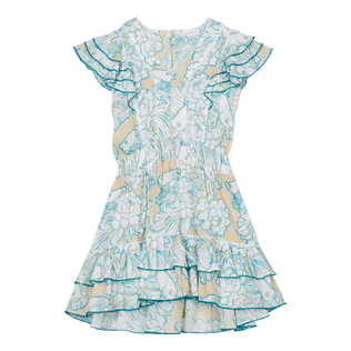 Girl Mini Dress Hidden Fishes - Vilebrequin x Poupette St Barth White front view