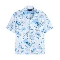 Men Bowling Linen Shirt Medusa and Shells White 正面图