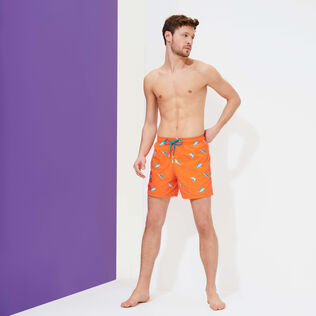 Men Swim Trunks Embroidered 2009 Les Requins - Limited Edition Guava details view 4
