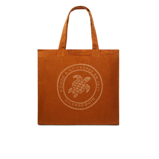Linen Turtle Tote Bag Caramel front view