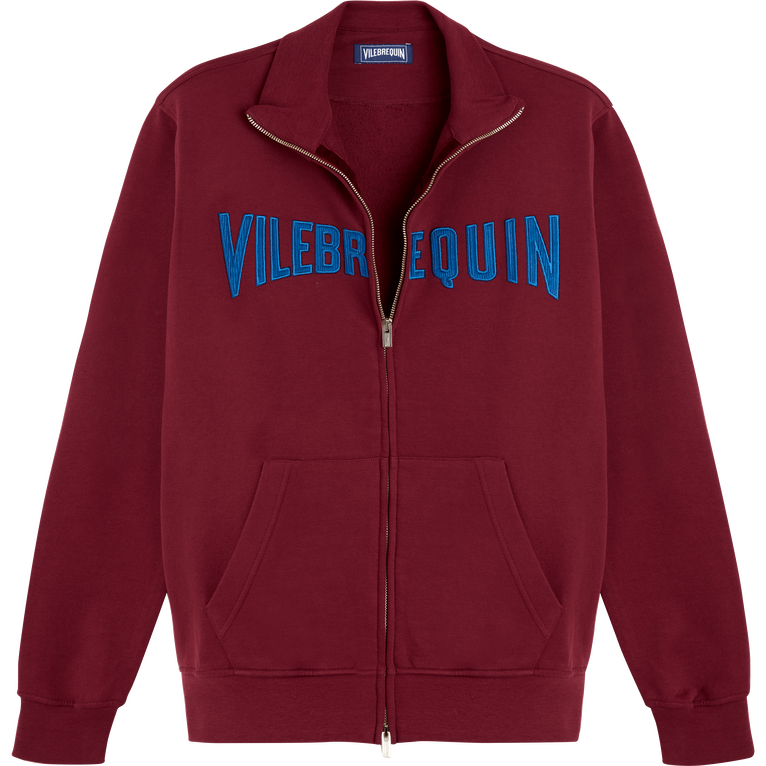 Men Full Zip Sweatshirt Embroidered Velvet Logo - Roux - Red - Size XL - Vilebrequin