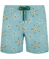 Pantaloncini mare uomo ricamati Starfish Dance - Edizione limitata Mineral blue vista frontale