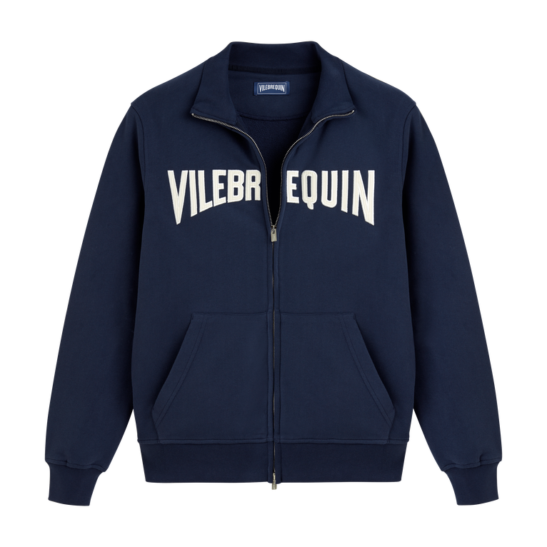 Vilebrequin Men Cotton Full Zip Sweatshirt Stitched Logo - Roux - Blue - Size XXL