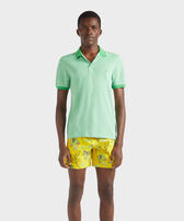 Polo de algodón de color liso para hombre Laser vista frontal desgastada