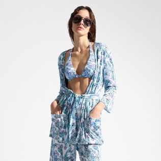Women Viscose Crepe Beachjama Top Isadora Fish White details view 2