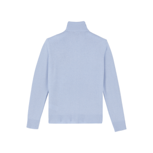 Men Wool Cashmere Full Zip Sweater Turtle Glacier back view