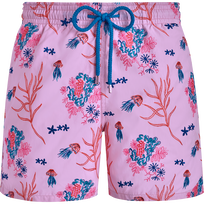 Men Swim Shorts Embroidered Medusa Flowers - Limited Edition Marshmallow vista frontal