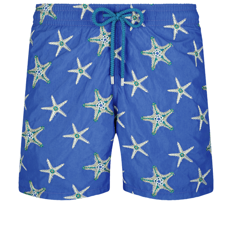 Men Swim Shorts Embroidered Starfish Dance - Swimming Trunk - Mistral - Blue