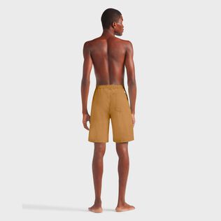 Men Tencel and Cotton Bermuda Shorts Satin Mocha back worn view