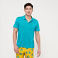 Men Others Solid - Men Tencel Polo Shirt Solid, Ming blue front worn view Men Others Solid - Men Tencel Polo Shirt Solid, Ming blue front worn view