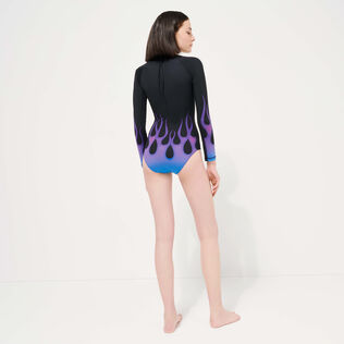 Costume intero donna rash guard a maniche lunghe Hot Rod 360° - Vilebrequin x Sylvie Fleury Nero dettagli vista 1