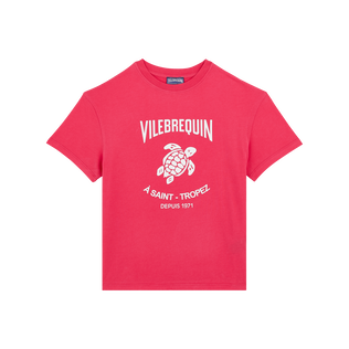 Children Organic Cotton T-shirt Logo Vilebrequin Gooseberry red 正面图