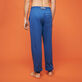Pantalón de chándal en algodón de color liso para hombre Mar azul vista trasera desgastada