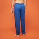 Pantaloni da jogging uomo in cotone tinta unita Blu mare vista indossata posteriore