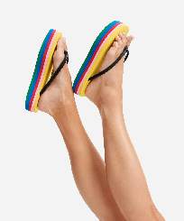 Sandalias con plataforma multicolor para mujer - Vilebrequin x JCC+ - Edición limitada Multicolores vista frontal desgastada
