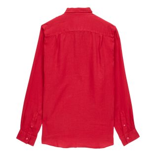 Camisa de lino lisa para hombre Burgundy vista trasera