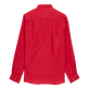 Camisa de lino lisa para hombre Burgundy vista trasera