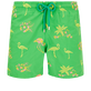 Men Classic Embroidered - Men Swim Trunks Embroidered 2012 Flamants Rose - Limited Edition, Grass green front view