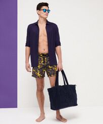 Large Beach Bag Solid Navy front worn view